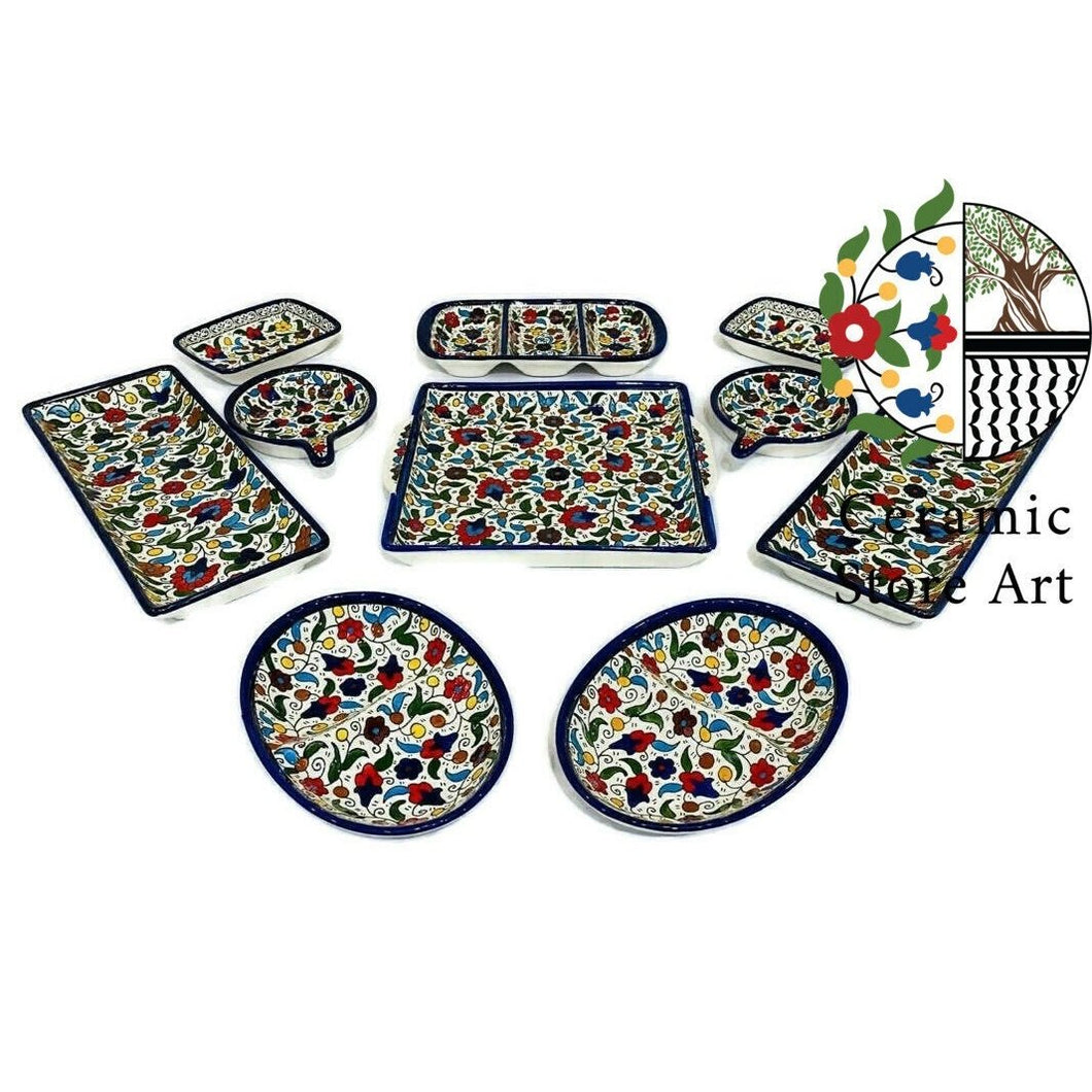 Multicolored Floral Serving 10 pieces Ceramic Set