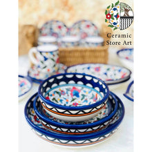 Load image into Gallery viewer, 4 Ceramic Bowls for Serving Food | Floral Multi Colored | Blue and white | High Quality Handmade Hand-painted  | Hebron Ceramic
