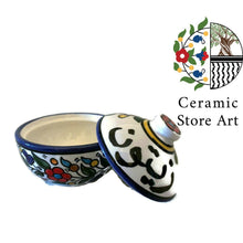 Load image into Gallery viewer, Floral Multi Colored High Quality Handmade Hand-painted Ceramic Bowl for Serving Olives Zaytoon | Palestinian Product
