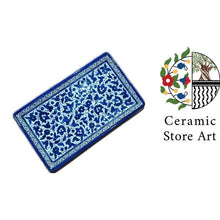 Load image into Gallery viewer, Ceramic Rectangular Dish Plate | Handmade Hand painted Ceramic | Multi Colored Floral | Blue and white | Palestinian Product Hebron Ceramic
