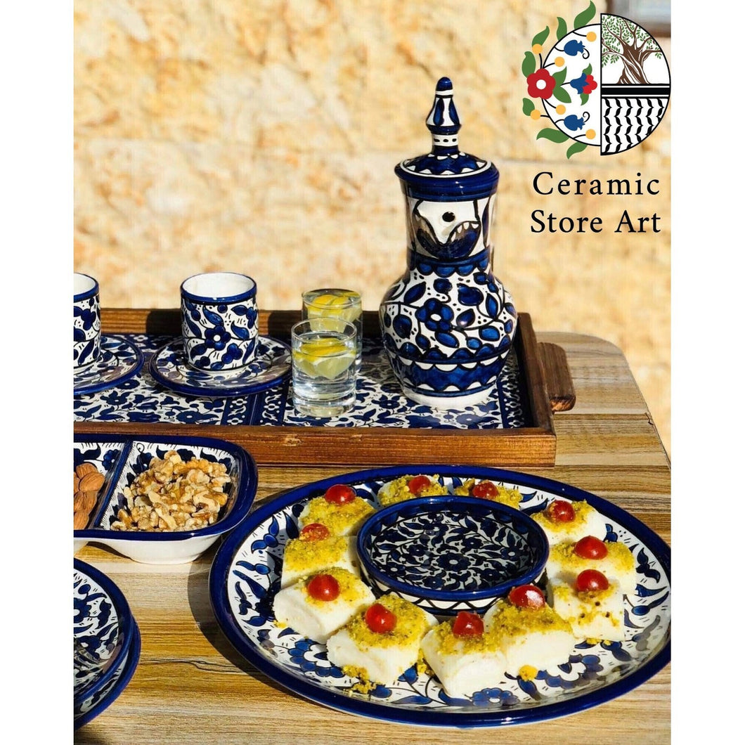 Ceramic Coffeepot | Ceramic pitcher | Handmade handcrafted Ceramic  | Palestinian Ceramic | Navy Blue and White | Colorful