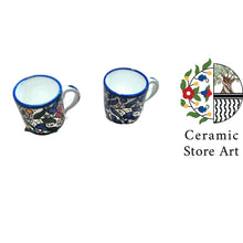 Load image into Gallery viewer, Ceramic Small Mug for coffee | Colorful | Navy | Handmade hand painted , Nice Gift , Palestinian Hebron Ceramic

