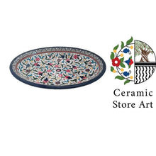 Load image into Gallery viewer, Oval shaped ceramic serving plate  | Handmade Handpainted High Quality Ceramic | Multi Colored Floral | Blue and white | Hebron Ceramic
