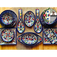 Load image into Gallery viewer, Palestinian Handmade Hand-Painted High Quality Tableware Ceramic Set of 15 Items | Multicolored Floral  | Ceramic Tableware Set | Colorful
